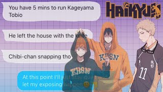 HAIKYUU TEXTS Tsukishima exposes Kagehinas TikToks the king gets mad [upl. by Baalbeer]