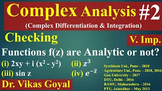 Complex Analysis 2 VImp  Checking Analytic Function  Verifying Cauchy Riemann Equations [upl. by Jacobine694]