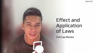 Civil Law 101 Effect and Application of Laws [upl. by Richel740]