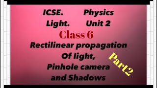 Light Rectilinear propagation of light Pinhole Camera and Shadows Class 6 ICSE  Physics [upl. by Ecyob]