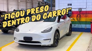 Cliente ficou preso dentro do Tesla [upl. by Romeon697]