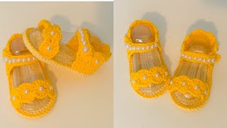 Sandalias para bebe tejidas a crochet  3 a 6 meses  paso a paso  PATRÓN DE CROCHET [upl. by Kristen]