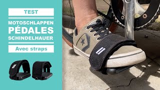 Pédales vélo straps MOTO Bicycles Motoschlappen Schindelhauer test avis amp review [upl. by Dyrraj]