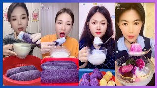 🧊💜WOW🤤Yummy Crunchy Ice Roll amp Ice Ball With Yoghurt💜🧊  asmr crunchyice iceeating mukbang [upl. by Chabot]