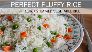 Simple Steamed Vegetable Rice  How to make Perfect Fluffy Rice  Vegan Recipe [upl. by Borras]