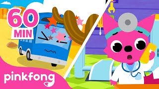 🚌 Five Little Buses Jumping on the Road and more  Compilation  Pinkfong Songs for Children [upl. by Jehial]