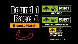 Race 21 Sunday Dart Motorsport MRO600 amp Clubman 600 amp GP2EVO Brands Hatch 17th March 2024 [upl. by Phillie]