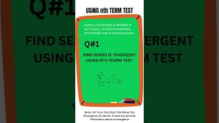 USING nth TERM TEST  convergence and divergence introduction of the series  infinite sumnn10 [upl. by Lekym]