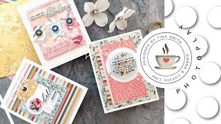 Patterned Paper amp Ephemera Cards with a 12x12 Photoplay Paper Collection  Cardmaking [upl. by Ardnod]