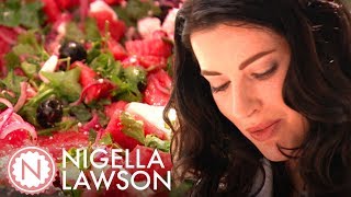 Nigella Lawsons Watermelon Feta and Black Olive Salad  Forever Summer with Nigella [upl. by Brosine]