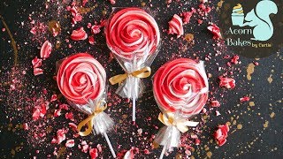 PEPPERMINT MERINGUE LOLLIPOP RECIPE  Christmas Gift Idea  Acorn Bakes [upl. by Leddy]