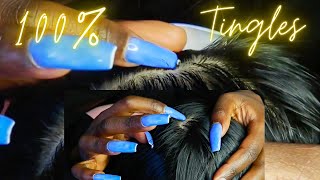 ASMR  AllZoomed Scalp Scratching with nails  Picking Whiteheads  Blowing amp Brushing away [upl. by Giffy]