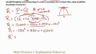 Revenue Maximizing 1  Optimization Word Problem Calculus  Quick Explanation [upl. by Neelyad]