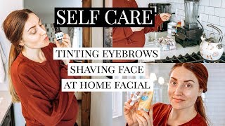 TINTING BROWS SHAVING FACE AT HOME FACIAL  Kendra Atkins [upl. by Eerb510]