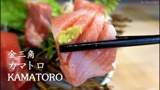 Bluefin tuna cut  sashimi  nigiri sushi 黑鮪魚金三角生魚片 KAMATOROOTORO Taiwan Donggang Fishing Port [upl. by Adnawyek]