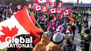 Global National Feb 12 2022  Police move in to clear Ambassador Bridge blockade [upl. by Alair]