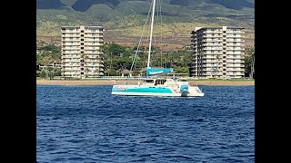 Maui Teralani Dinner cruise past Lahaina Boys having fun and driving the boat [upl. by Eshman]