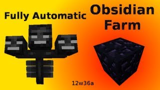 Minecraft 12w36a Fully Automatic Obsidian Farm [upl. by Peedus]