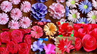 10 Simple and Beautiful Paper Flowers  Paper Craft  DIY Flowers  Home Decor [upl. by Gnauq585]