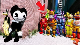 CAN BENDY amp BORIS HIDE FROM THE ANIMATRONICS GTA 5 Mods FNAF RedHatter [upl. by Raleigh]