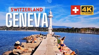 Visit the most beautiful places in Geneva Switzerland 🇨🇭 NEW walking tour🌷🌹🌼☀️ 4K 60Fps HDR [upl. by Adnilym789]