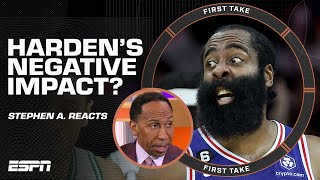 James Harden could be DETRIMENTAL to Russell Westbrook amp the Clippers  Stephen A 😦  First Take [upl. by Aimek]