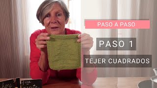 Cuadrados Tejidos a dos agujas Receta nº1 V1 ➽ Aprende a Tejer [upl. by Egiap745]