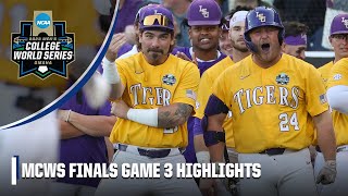 Mens College World Series Finals Game 3 LSU Tigers vs Florida Gators  Full Game Highlights [upl. by Gibun]