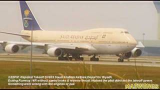 Rejected Takeoff Boeing 747468 SV833 Saudi Arabian Airlines At Kuala Lumpur International Airport [upl. by Ortiz]