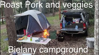 Bielany campground Roast Pork shoulder and veggies cook up [upl. by Aittam]