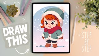 Drawing a Cute Winter Character in Procreate  StepByStep Tutorial [upl. by Roht111]