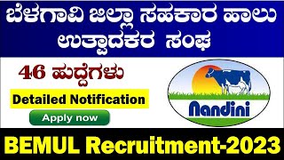 BEMUL Recruitment 2023 KMF Belagavi Recruitment 2023BEMUL kmf recruitment 2023 Udyoga Mahiti [upl. by Eimmaj]