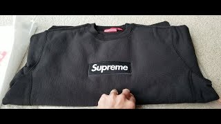 FW18 Supreme Box BOGO Logo Crewneck Sweatshirt  Try On Body 12 15 18 [upl. by Andee]