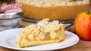 Apfelkuchen mit Apfelmus Äpfeln und Streusel  Streuselkuchen mit Äpfeln [upl. by Cinom]