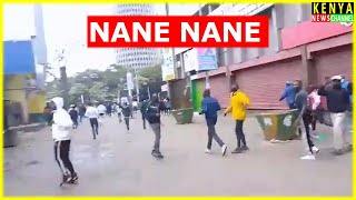 Running Battles in Nairobi CBD as Police disrupt NaneNane Protesters amidst Gen Z Maandamano Kenya [upl. by Nahtanoy950]