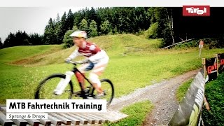 MTB Fahrtechnik Training 9 Mountainbike Sprung und Drop Tutorial [upl. by Ociram171]