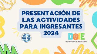 Actividades para ingresantes 2024 con Áreas de Ingreso y Permanencia de cada Facultad [upl. by Tade]