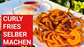 ♨️ GRILLBLITZ Curly Fries selber machen Pommes Locken Grillbeilagen Rezept Pommes Frites Grill [upl. by Garvy683]