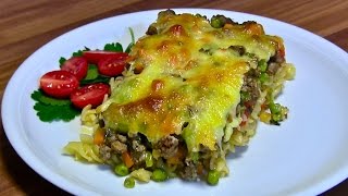 Nudelauflaufpikanter Nudelauflauf mit Rinderhack und Käse Sahne Sauce [upl. by Arobed576]