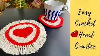 Crochet Heart Coasters Tutorial [upl. by Mosnar]