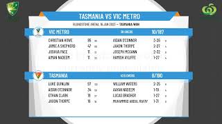 CA U17 National Championships  Male Round1  Tasmania v VIC Metro [upl. by Jabin]