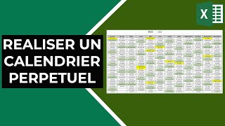 Excel  Réaliser un calendrier perpétuel jours féries  weekends [upl. by Dihsar]