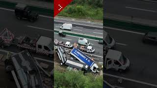 Incidente sulla A4 nel novarese due mezzi pesanti ribaltati [upl. by Ycniuqed]