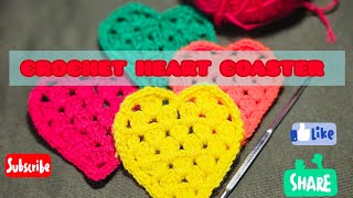 Easy Crochet Heart Coaster Amazing Coaster  beautiful heart crochet [upl. by Kerge]