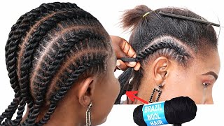 learn cornrow twist  Easy flat twist tutorial for beginners [upl. by Eelhsa]