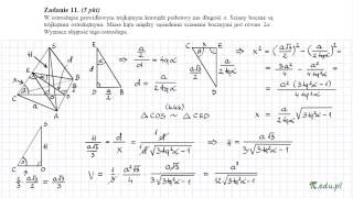 Zadanie 11 Matura maj 2010 PR Stereometria [upl. by Mildrid]
