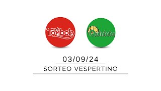 Sorteo Vespertino de Quiniela y Tómbola  03092024 [upl. by Willa287]