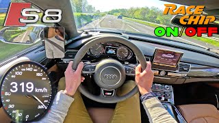 AUDI S8 PLUS 605HP  RaceChip GTS Black  STOCK vs TUNED [upl. by Zawde]