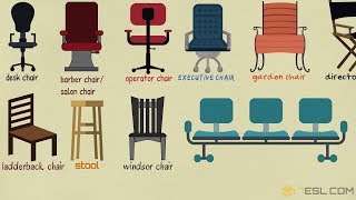 Different Types of Chairs in English  List of Chairs  Chair Styles [upl. by Ellenahs]