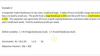 Linear Programming intro  defining variables constraints objective function [upl. by Dyol104]